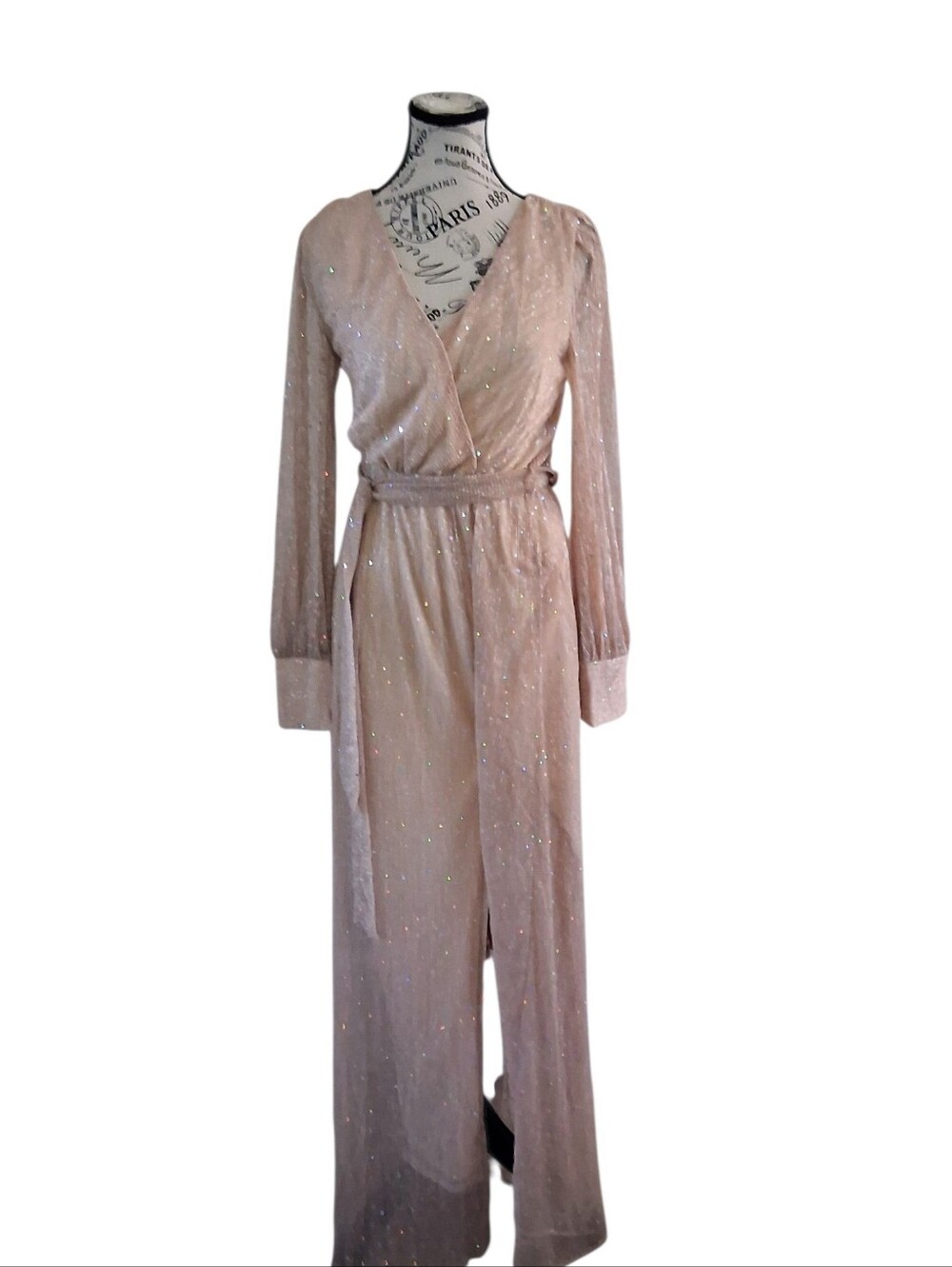 Baltic Born Blush Sequin Wrap Maxi Dress Medium Wedding Maternity Friendly - Picture 4 of 8